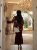 V-neck Embroidered Chinese Style Winter Down Jacket & Skirt Suit NY064