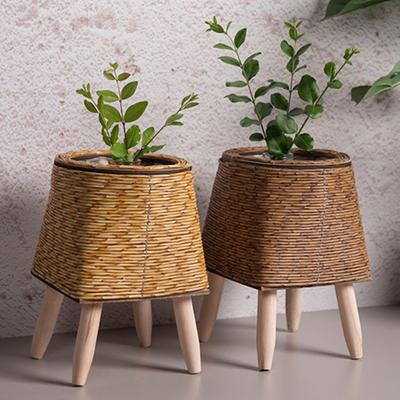 Basket with Removable Legs Flower Shelf Imitation Rattan Flower Stand Plant Stand Basket