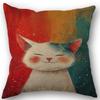 Playful Cat Pillowcase Wedding Decorative Linen Pillow Case For Home Pillow Cover 45X45(One Sides)