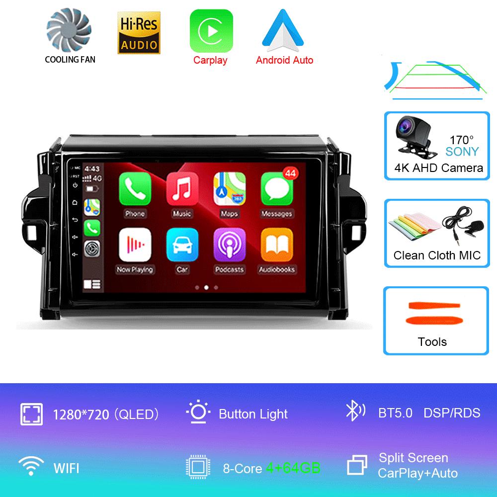 Car Radio Android 14 For Toyota Fortuner 2 2015 2016 2017 2018 2019 2020 Stereo Multimedia Navigation GPS Carplay 2 Din Headunit