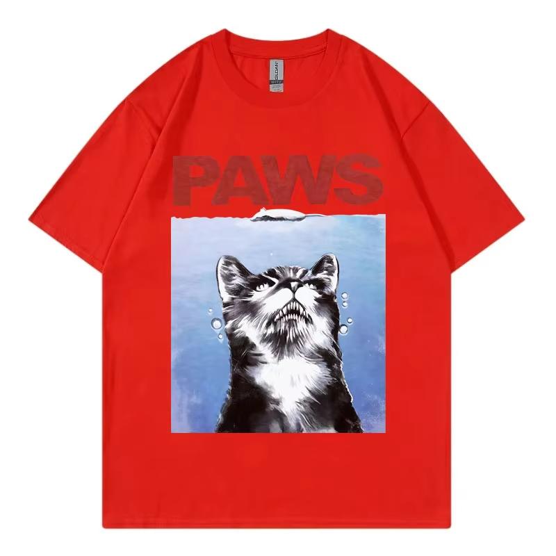 Funny Paws Jaws Cat T-Shirt Men Women Clothing Gothic Fashion Short Sleeve T-shirts Summer High Quality Cotton Oversized T Shirt