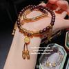 Ancient Filigree Gilt Sandalwood Vajra Pestle Rich Bracelet New Chinese Jibao Walnut Lucky Bead Multi-Circle Bracelet