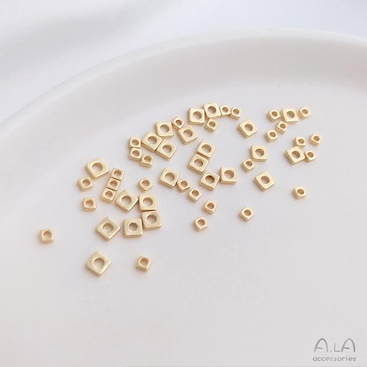 14K Gold Filled Color-Retaining Square Flat Beading Spacers for DIY Jewelry Bracelet Necklace Accessories