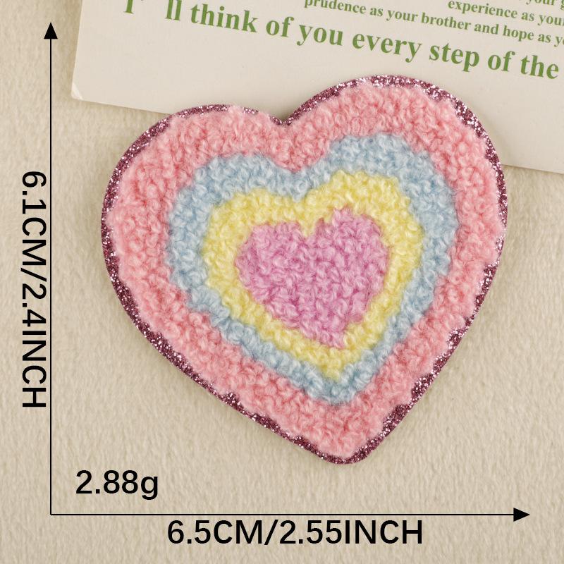 Chenille Heart & Flower Embroidery Patch with Adhesive Backing