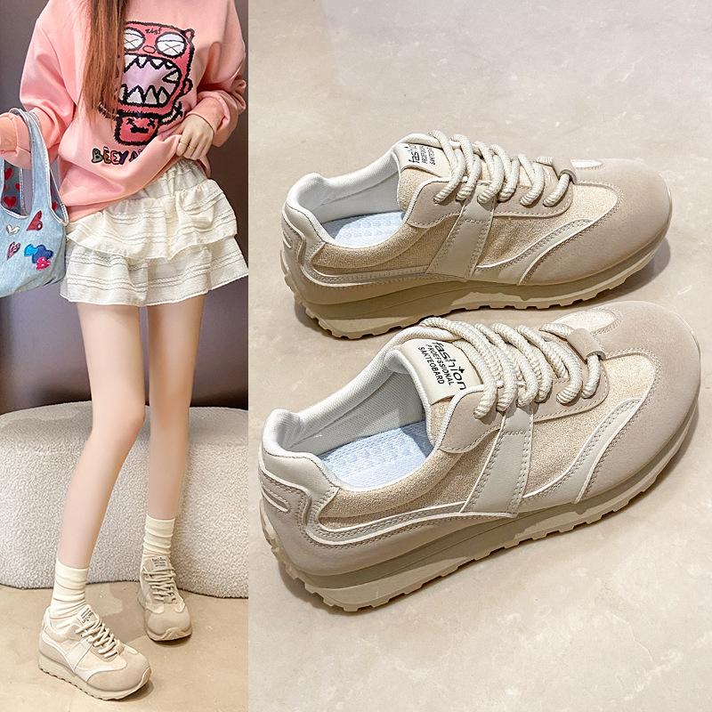 JCF220 new 2025 summer and autumn casual breathable sports shoes color matching platform women's shoes round head Korean version increases height