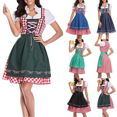 German Bavarian Dirndl Dress Oktoberfest Costume Beer Maid Fancy Dress
