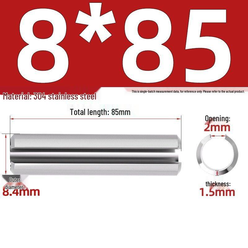 304 Stainless Steel Slotted Spring Pin, Cylindrical Shaft Pin, Locating and Hollow Pin (M5-M12)