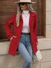 Cross2026 Autumn/Winter Mid-length Elegant Slim-fit Wool Coat with Lapel and Button Detail