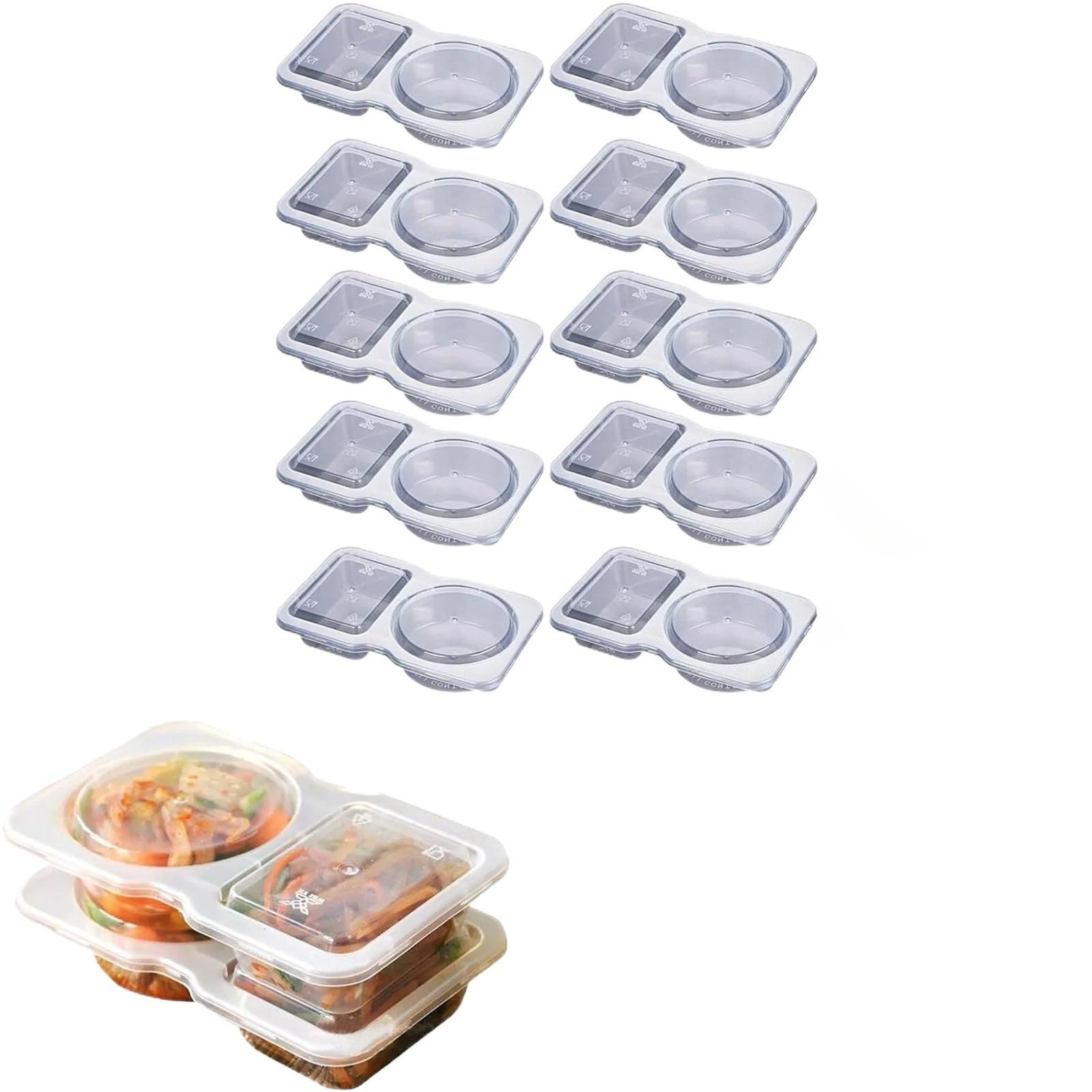 10/20/30 PCS Dual Compartment Condiment Containers with Lid Portable Compartment Snack Containers for Everyday Outdoor Picnics