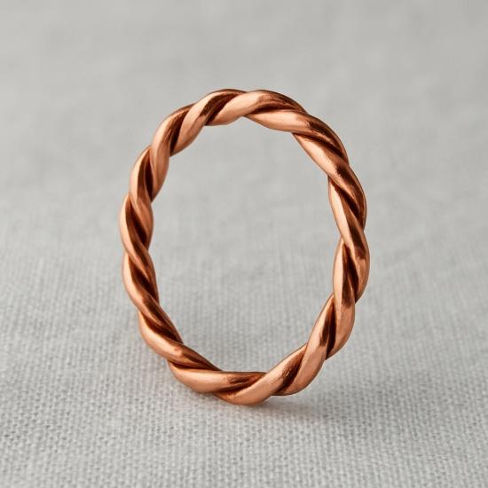 Pure Copper Twisted Rope Ring, Minimalist Braided Copper Band, Handmade Arthritis Ring