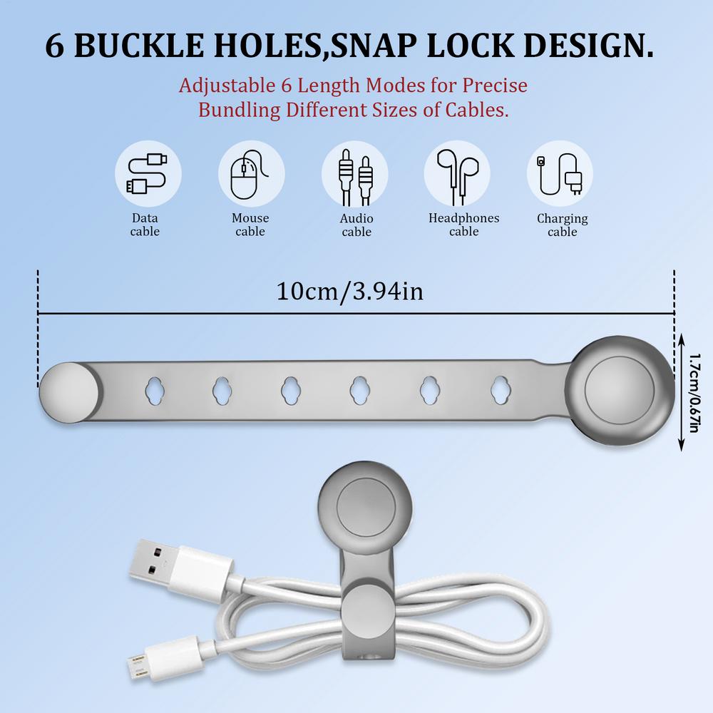Magnetic Cable Ties Silicone Cable Straps Reusable Wrap Wire Holder Strap Wrap Organization for Kitchen Offices School Indoor