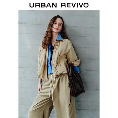UR Women's Retro Casual Lapel Zip-Up Jacket