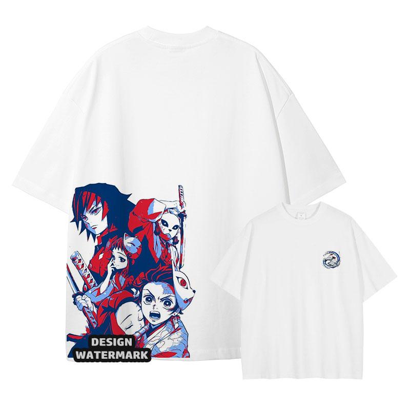 Anime Inosuke Tshirts Oversized Vintage Washed KKimetsu No Yaiba T Shirt Tanjirou Zenitsu Kyoujurou Tops Tees Man Cotton