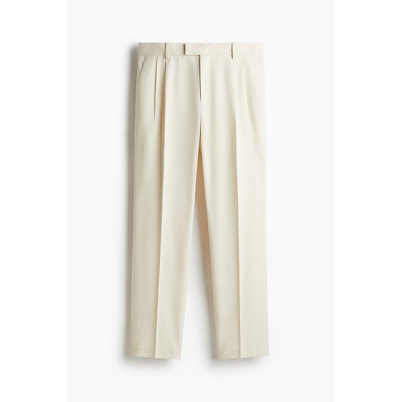 

HM Casual Pants Fall 2025 New Arrival Casual Style Linen Blended Fine Cut Pants 1259381 Light Beige 170/74