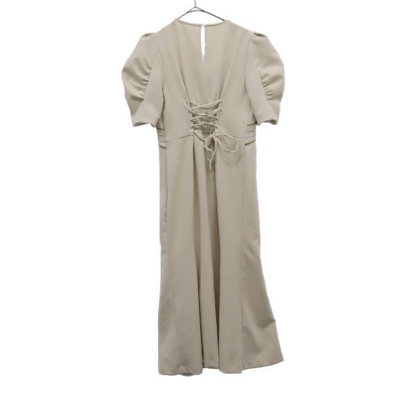 Lily Brown Short Sleeve Long Dress F Beige Women Used