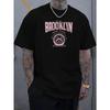 European Sizes Men's Brooklyn Print Short Sleeve T-Shirt - Breathable Summer Casual Round Neck Tee Suitable for Hot Weather