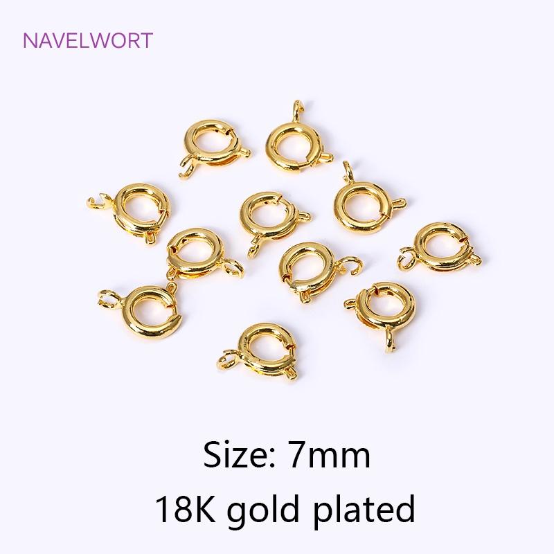 Brass 5/5.5/6/7mm 18K Gold Plated Round Claw Spring Clasp For Bracelet,Clasp For Jewelry Making,DIY Jewelry  Material Wholesale