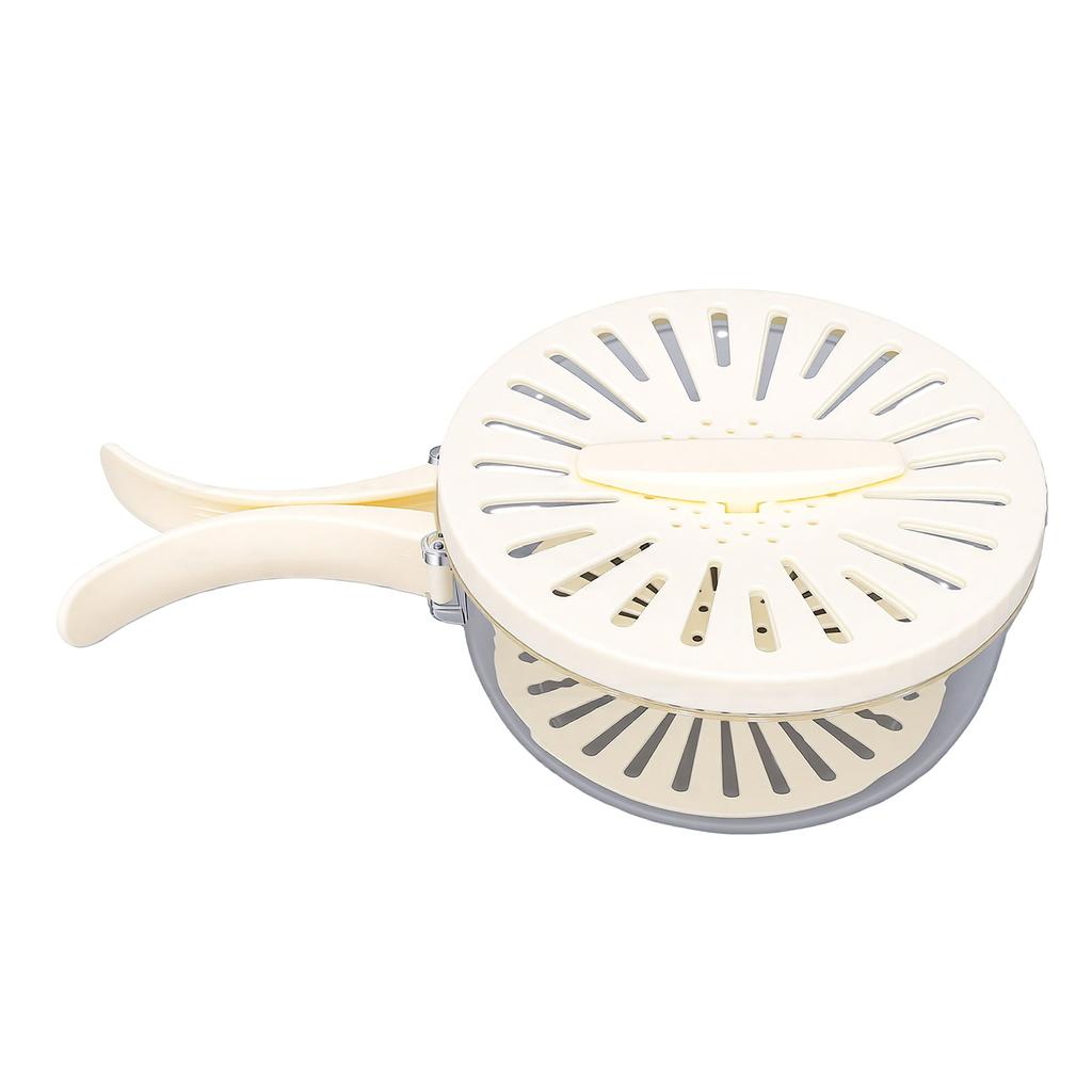 Fruit Washing Bowl with Strainer and Lid Foldable Handle Colander Container for Kitchen Picnic Camping