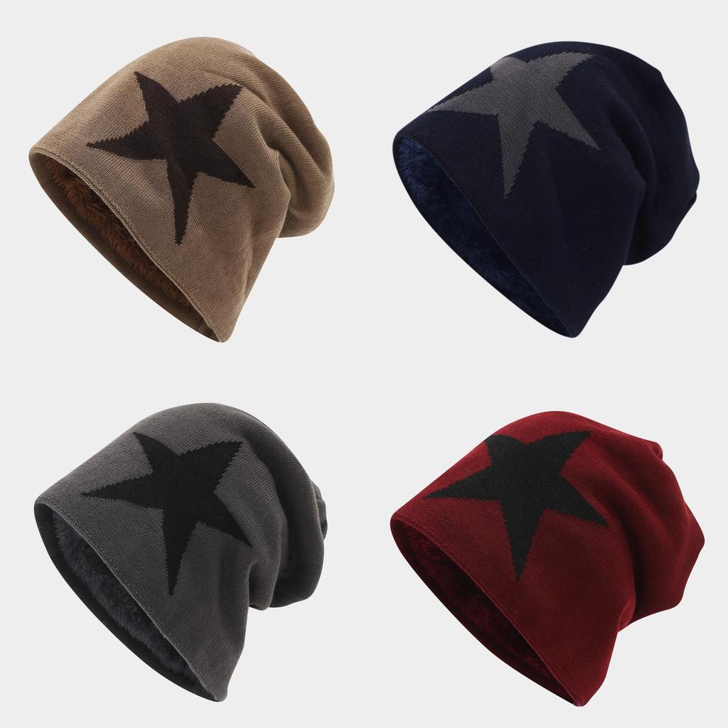 Knit Hat Men Winter Beanie With Fleece Lining For Outdoor Casual Warmth