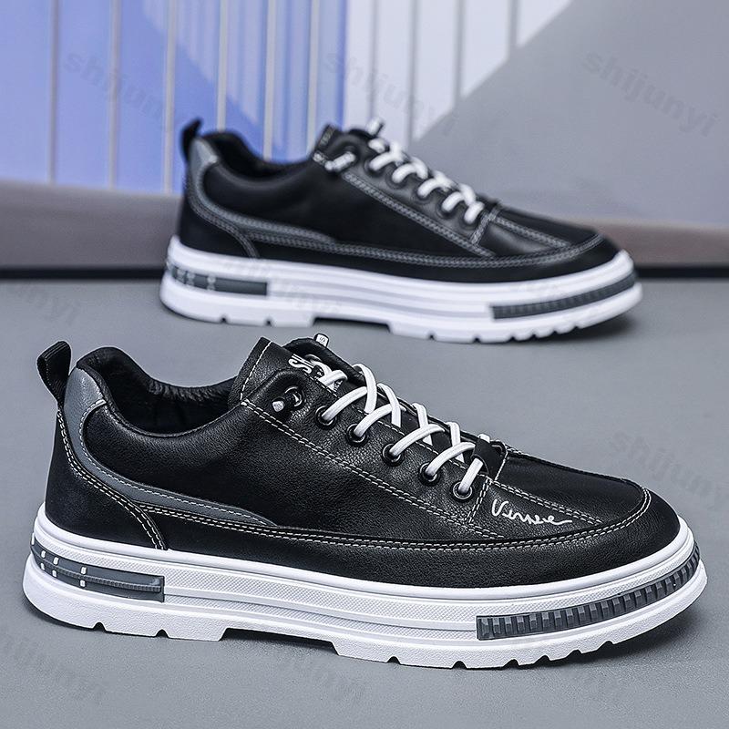 Fashion Autumn Men Pu Leather Casual Shoes 2025 Soft Leisure Men Sneaker Comfort Low-top Non-slip Sneakers Footwear Zapatillas De Hombre