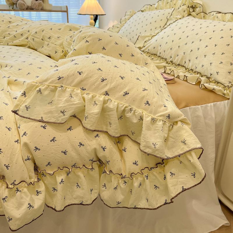 Romantic Lace Floral Cotton Bedding Set - Exquisite French-Korean Style