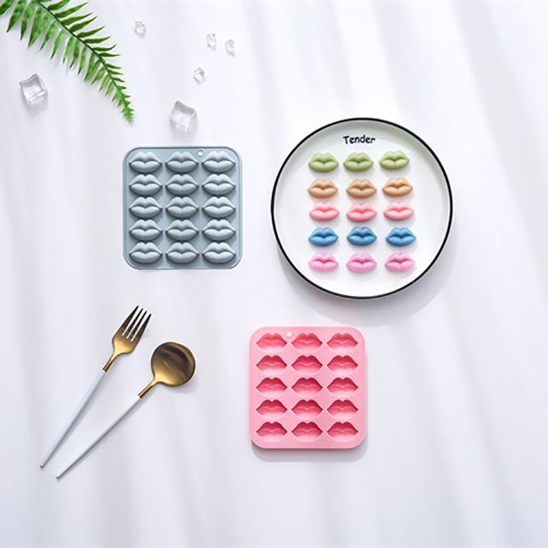 15 Gözlü Komik Ağız Şeklinde Silikon Çikolata Kalıbı Buz Küpü Tepsisi Fransız Muslu Kek Kalıpları Kendin Yap Kurabiye Kalıbı Tatlı Pişirme Aletleri