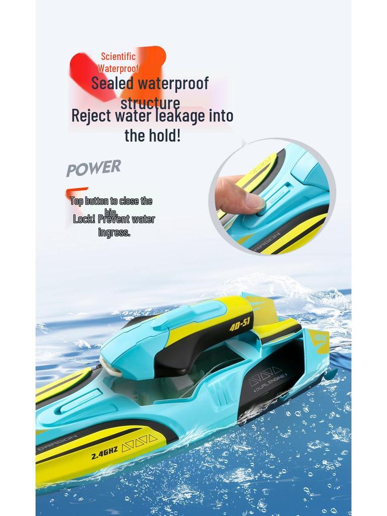 S1 High-Speed Remote Control Boat: Wireless Electric, Long Endurance, 2.4G Large Model Watercraft Toy for Kids