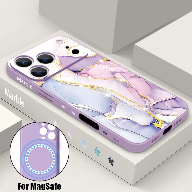 Luxury Sandstone Marble Pattern Case For iPhone 16 Pro Max Magnetic For Magsafe Soft Cover For iPhone 17 15 14 13 Pro Max 17E 16E