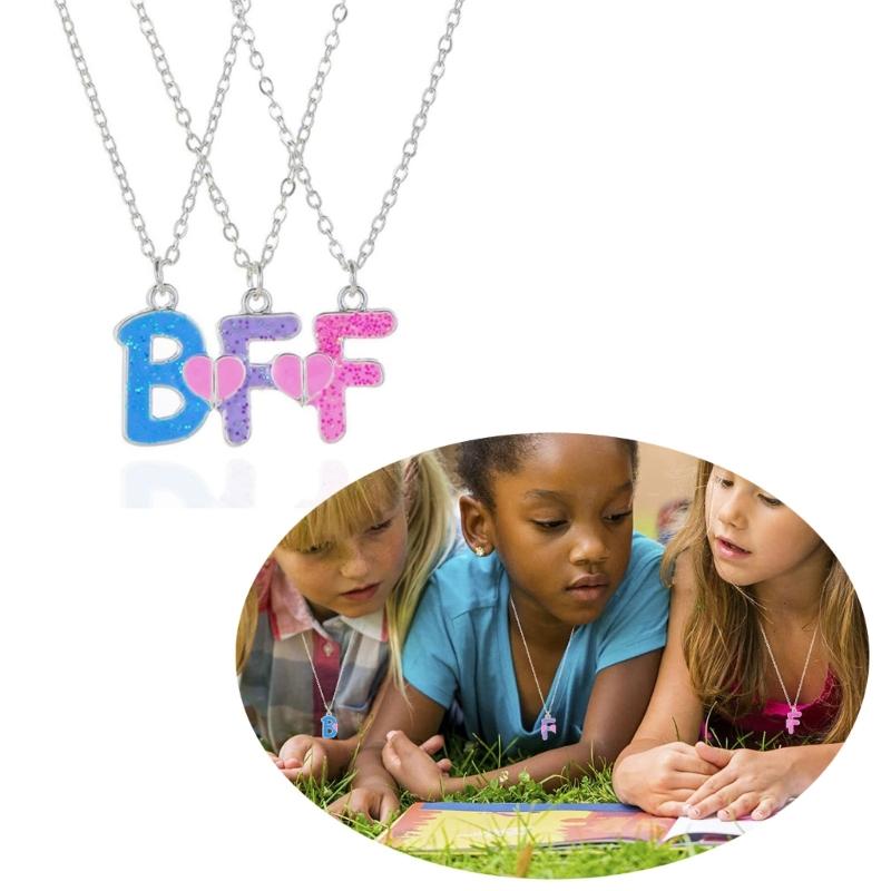 3 szt./zestaw Naszyjnik dla najlepszej przyjaciółki Wisiorek z literami BFF Naszyjniki BFF Choker przyjaźni Dla kobiet Dziewcząt Sióstr Łańcuszki Prezent