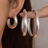 Stylish Textured Hoop Earrings for Women - Elegant Gold & Silver Versatile Ear Accessories