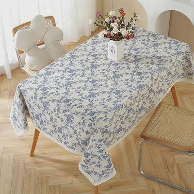 Weiße Tischdecke aus Baumwolle und Leinen: Ideal für Wohnzimmer-Couchtische & Nachmittagstee-Rundtische