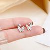 Beixi S925 Sterling Silver Butterfly Stud Earrings for Women - Mini Diamond Design for Everyday Wear
