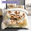 Cute Yorkshire Terrier Pattern Bedding Home Decoration Birthday Gift (1 * Duvet Cover + 2 * Pillowcase, Without Core)