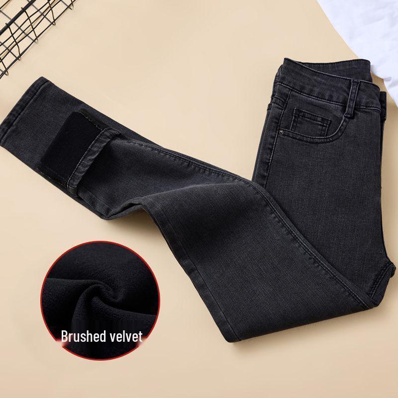 2025 Autumn/Winter Plus Velvet High-Waisted Skinny Pencil Pants 25
