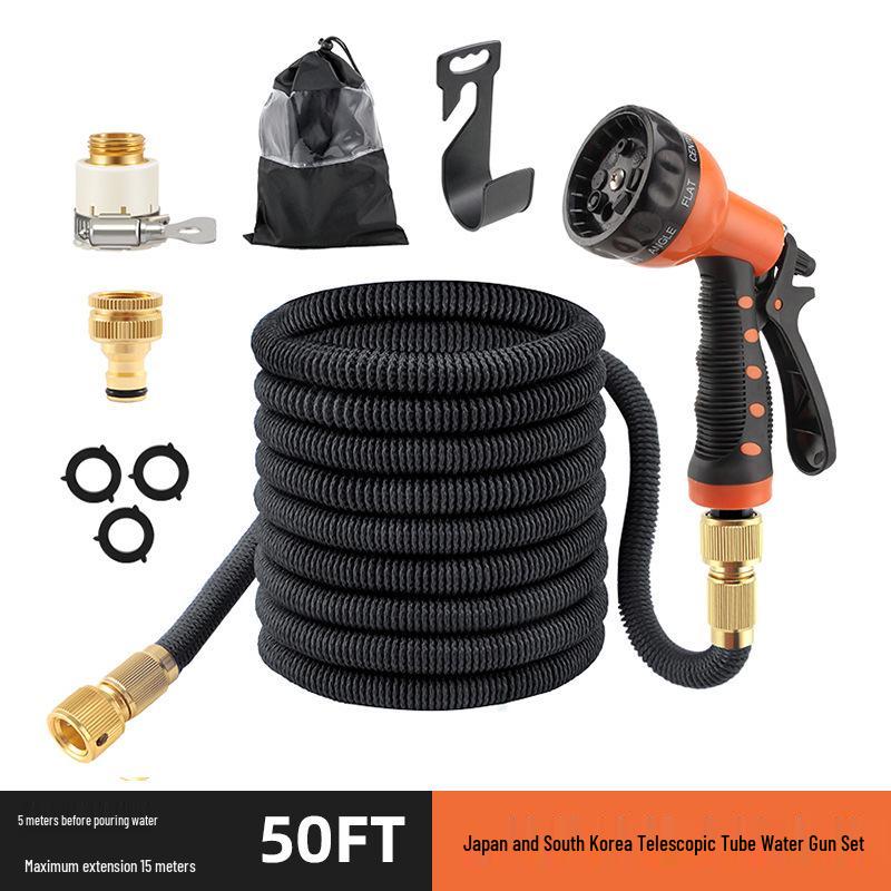 Automatic Retractable Magic Hose with Garden Sprinkler & High-Pressure Car Wash Water Gun