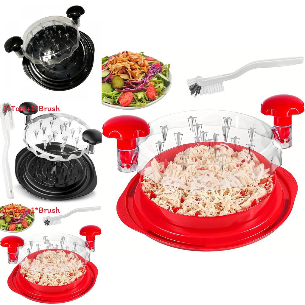 Plastové sítko na maso a nástroj na trhání s průhledným víkem pro domácí vaření a zpracování potravin