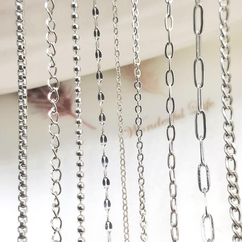 2Meters/lot Stainless Steel Long Frame Chains DIY Necklace Bracelet Accessories Chain Flat Round Links Chain for Jewelry Making
