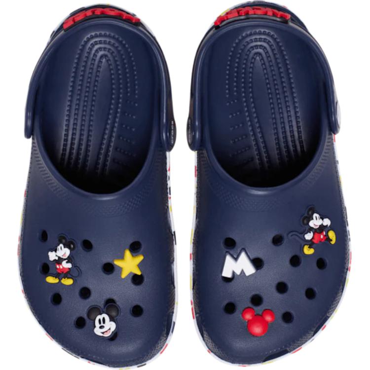 Crocs Kids Mickey Mouse X  Classic Clog Friends Comfortable Versatile Non-Slip Durable Low-Top Casual Shoes Kids Clogs Deep-Blue 211148-90H
