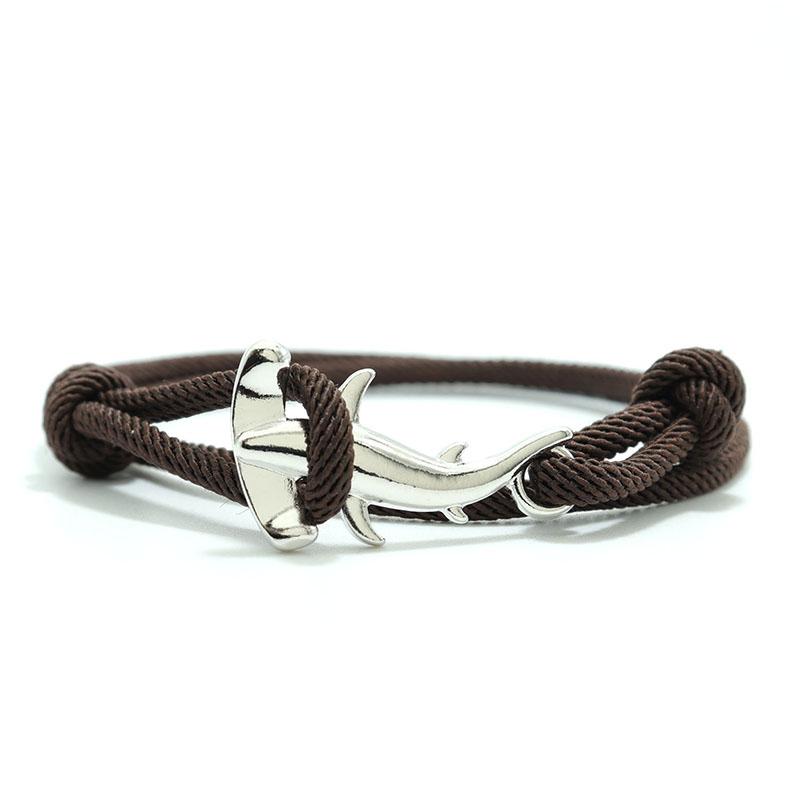 Charm Bracelet Men Women Double Layer Adjustable Ocean Shark Braslet Camping Jewelry Male Beach Accessories Gift For Him Pulsera