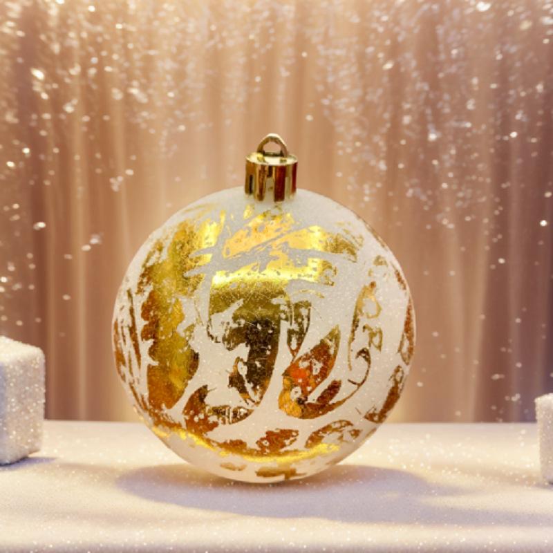 2025 Cross Border New Ink Style Christmas Ball, Sparkling Powder and Hand Drawn Christmas Ball Decoration Window Pendant