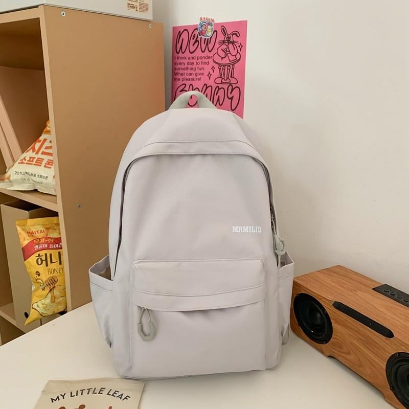 Korean Style Large Capacity Backpack Simple Versatile Waterproof School Bag серый