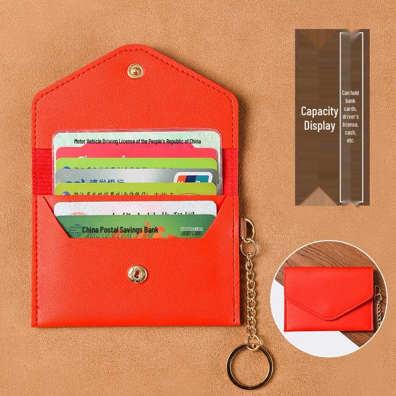 Women's Ultra-Thin Card Holder & Coin Purse Keychain - Compact Multifunctional ID & Business Card Organizer