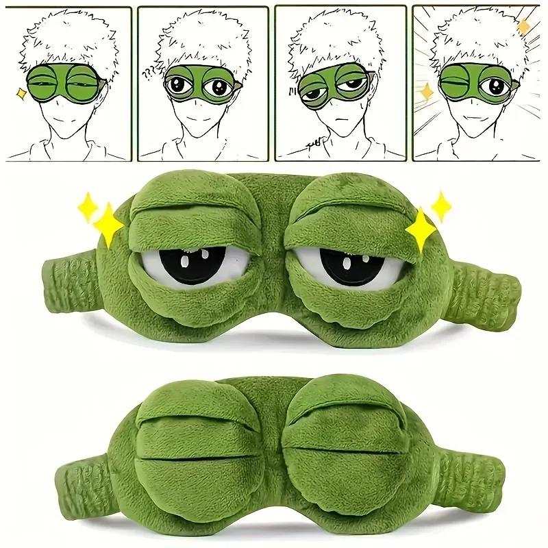 Maschera per dormire a forma di rana 3D Ombretto naturale per dormire Uomini Donne Cartone animato creativo Morbida Portatile Benda da viaggio Ufficio Cerotto per occhi