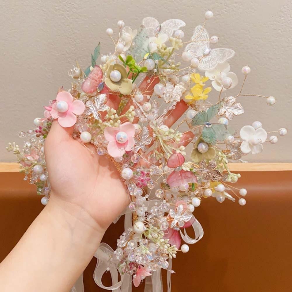 Bohemia Style Girls Garland Simulation Flower Flower Headdress Butterfly Fairy Hair Hoop  Women