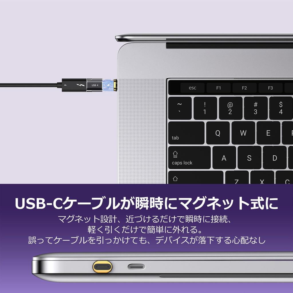 MUXER USB C Magnetic 80Gbps Data USB4 V2 240W PD Fast 4K 120Hz 8K 60Hz HD Video Signal Thunderbolt 5 Device Compatible Black Adapters 2 Additional