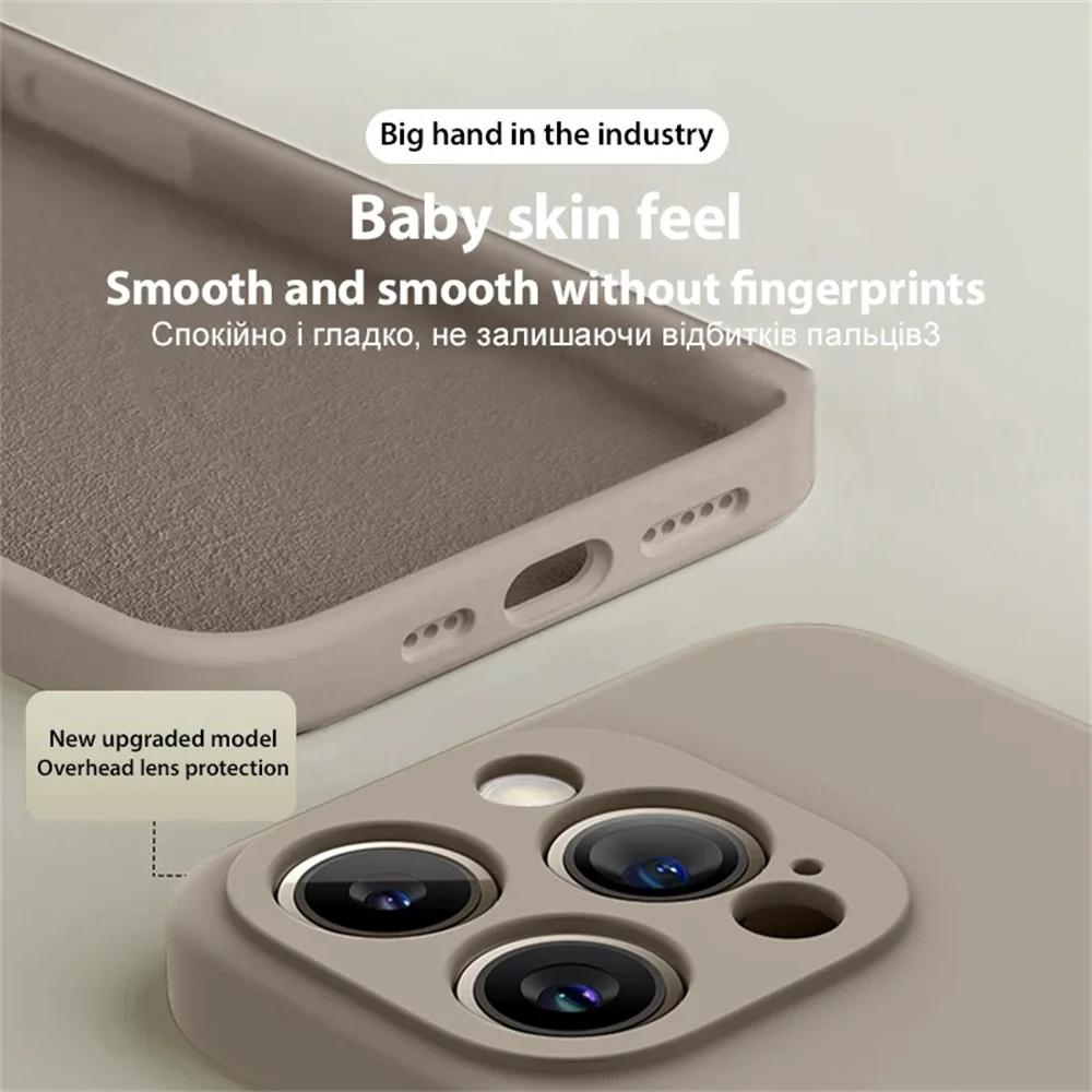 Liquid Silicone Case For iPhone 16 15 14 11 13 Pro Max Plus Soft Cases Shockproof Bumper Cover Phone Accessories