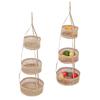 Hanging Fruit Basket Rattan 3 Tiers Multifunctional Foldable Elegant Style Easy Installation