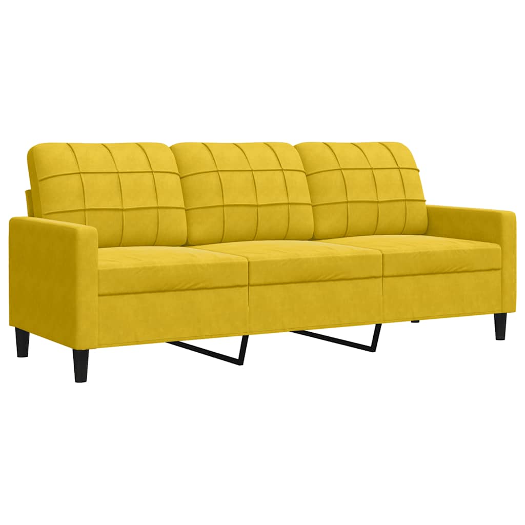 2 Piece Sofa Set with Cushions Yellow Velvet