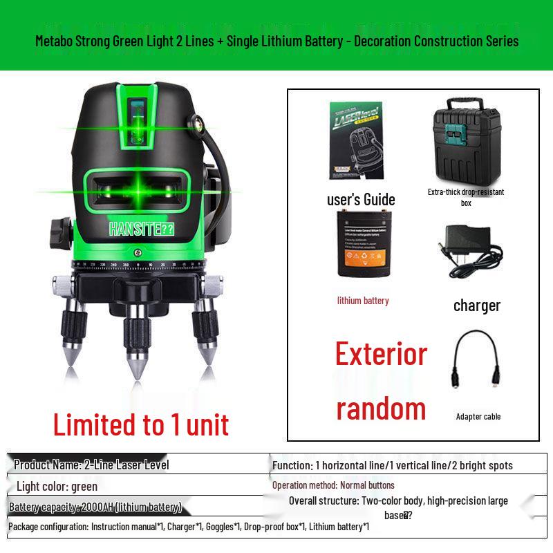 High Precision Green/Blue Infrared Outdoor Laser Level with 2, 3, or 5 Line Options - Maitai Bao.