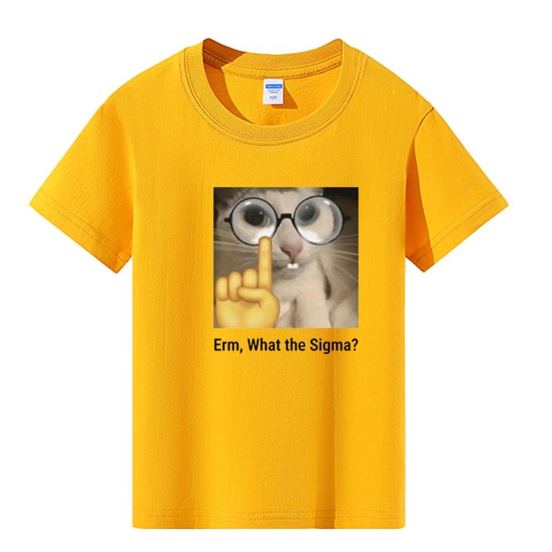 

Kids Casual Cartoon Boy T-Shirts ERM What the Sigma T Shirt Boys Short Sleeve Baby Girls Summer Clothes Teens Top Kids Clothing 3XL жовтий